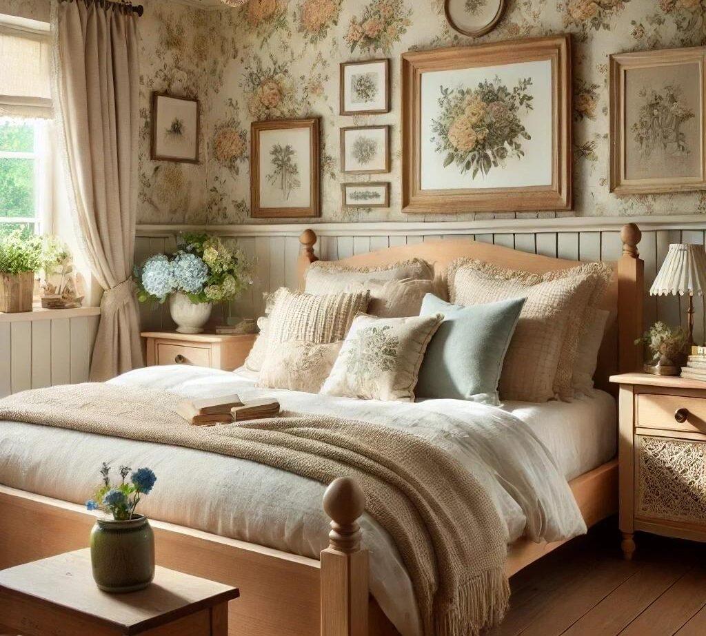 Cottage Bedroom: Quaint charm⁢ with floral patterns and vintage decor