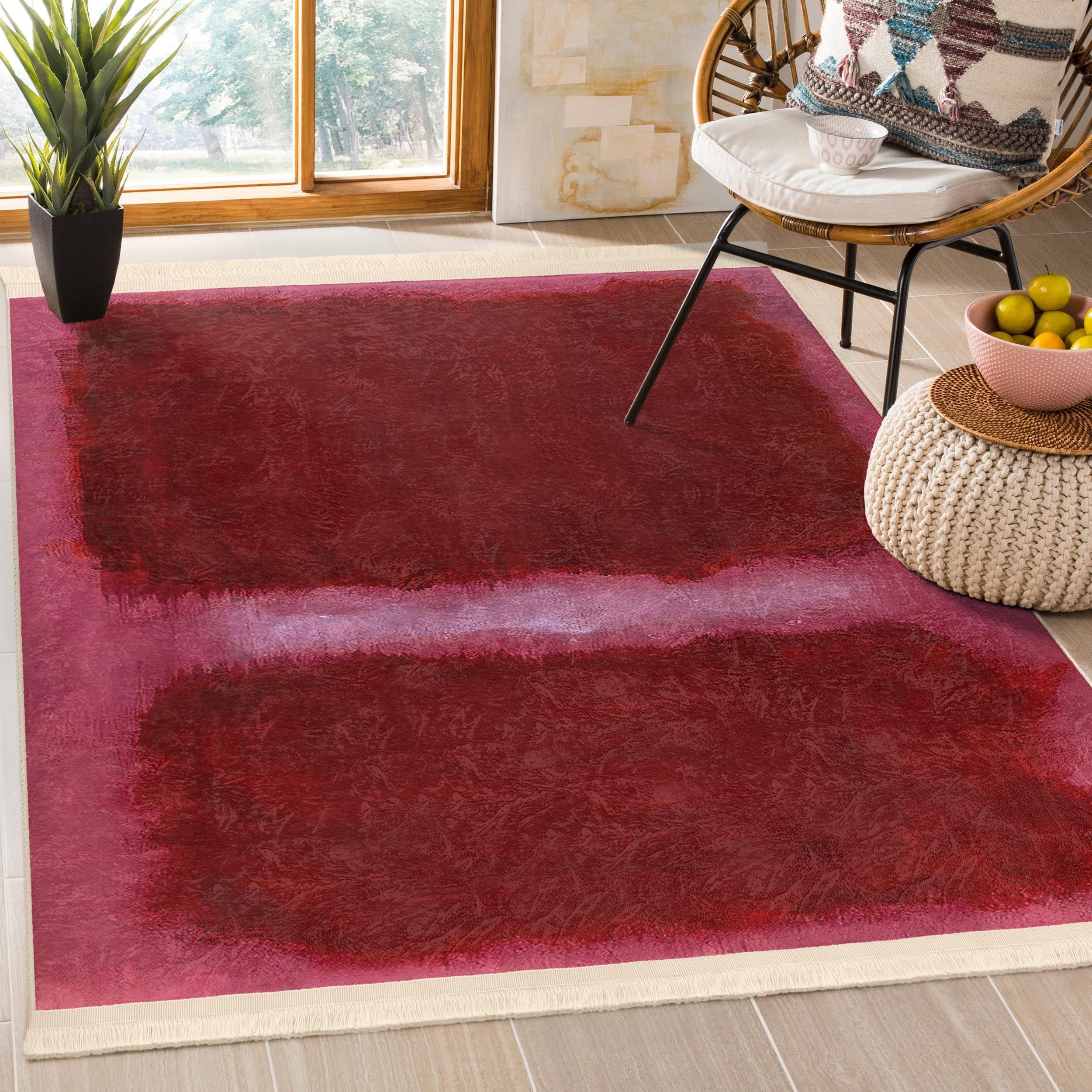 Choose a bold rug to anchor your Burgundy Kitchens design concept