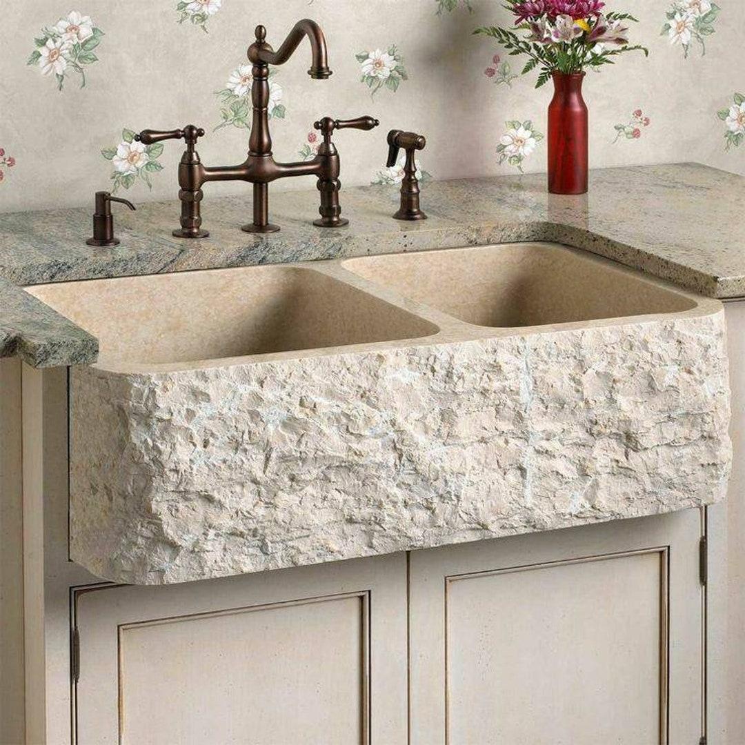 A spacious farmhouse sink makes prepping and cleaning effortless in your farmhouse kitchen