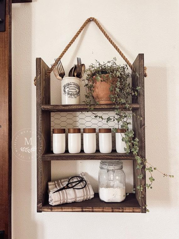 Open shelving displays decor in charming farmhouse ⁤bathrooms