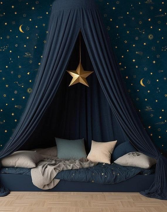 Starry Night Boy Nursery adorned with ​celestial patterns and dreamy star accents