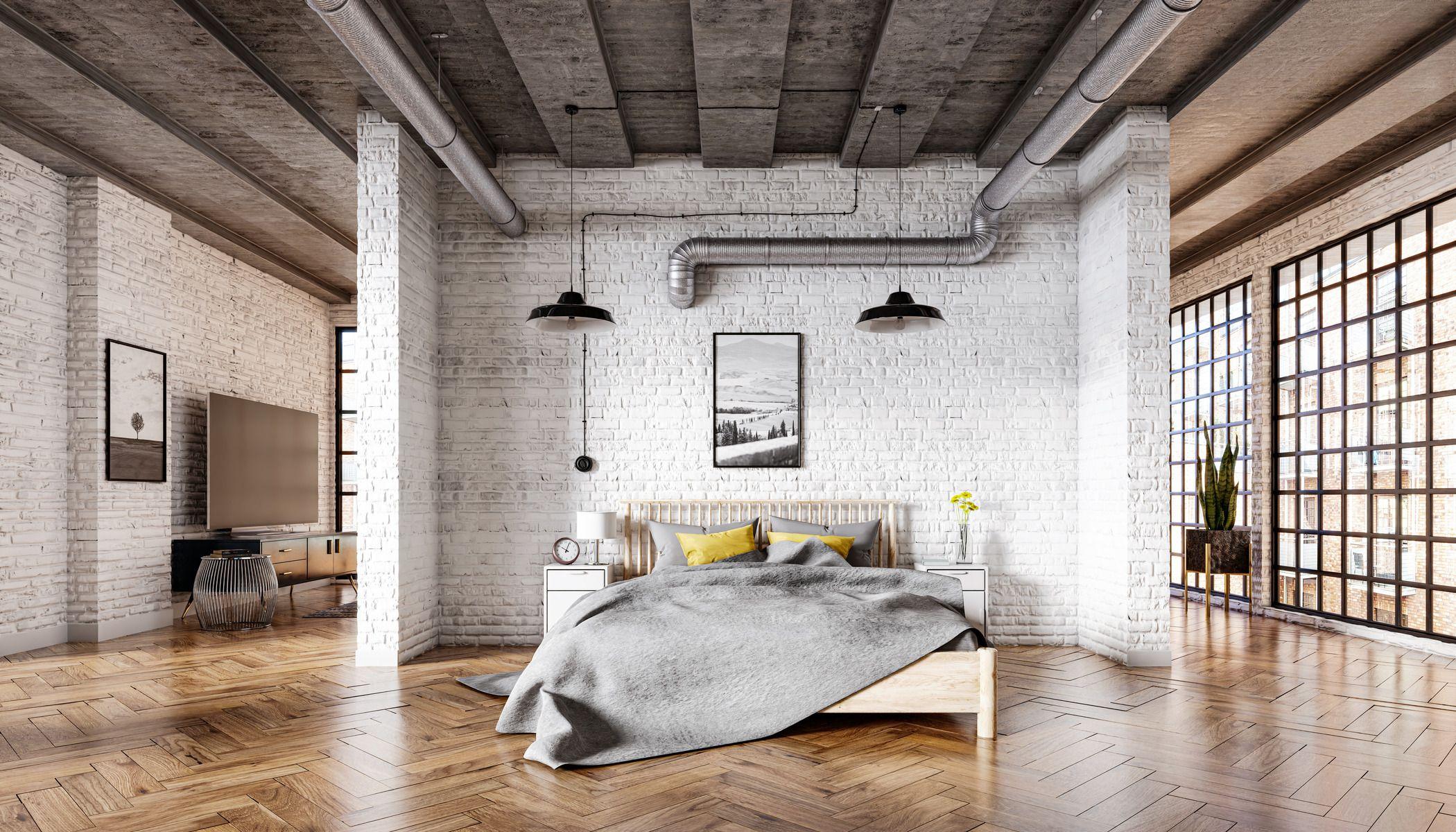 Industrial Bedroom: Blend raw materials with modern design for an urban retreat