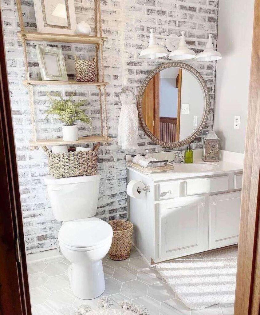 Add a cozy chair⁤ in ​the⁢ corner ⁣of farmhouse bathrooms