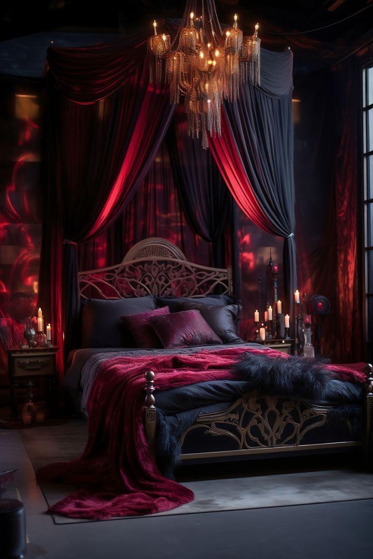 Choose a statement chandelier to illuminate your Burgundy Bedroom