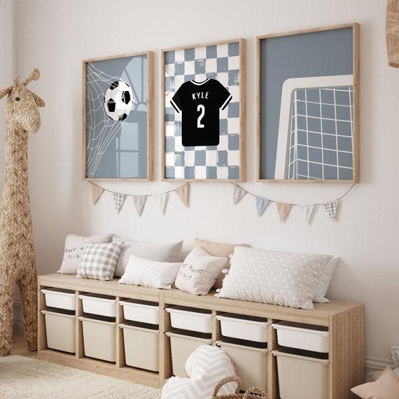 Sporty Boy Nursery with personalized jerseys and a mini goalpost decor