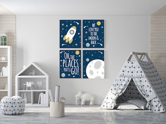 Outer Space Oasis: Inspire dreams of astronauts with starry murals and planet mobiles in your boy nursery