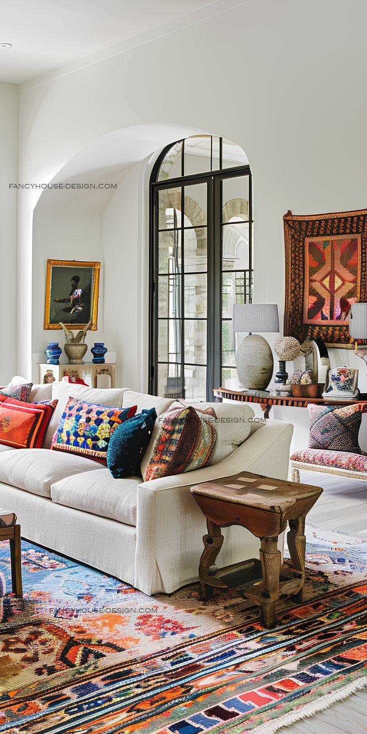 Bold patterns in rugs​ and cushions energize​ your Living ‌Room decor