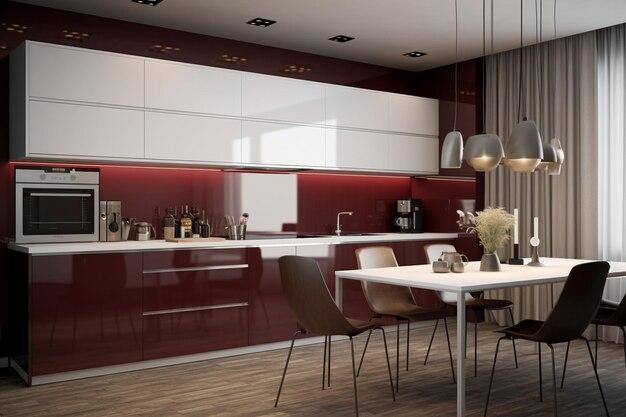 Embrace minimalism for an organized, clutter-free Burgundy Kitchen