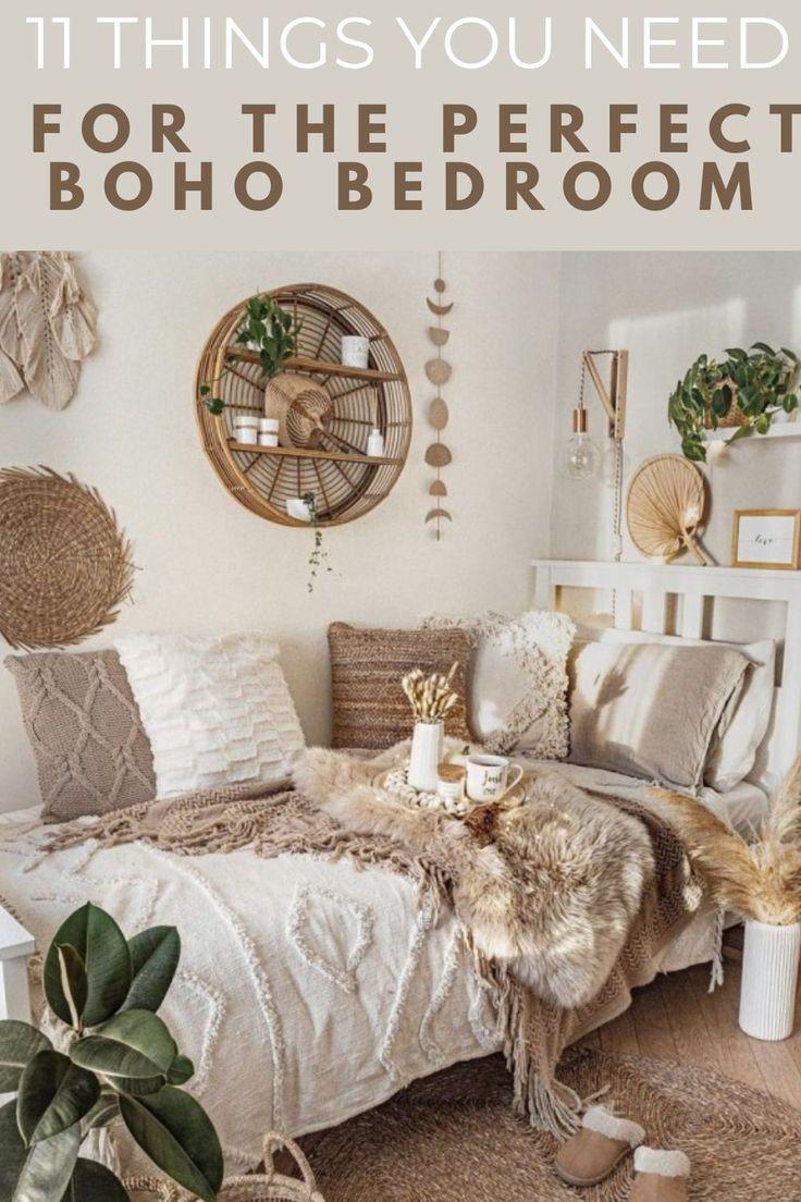 Bohemian teen bedroom with layered textiles and plants for a cozy vibe