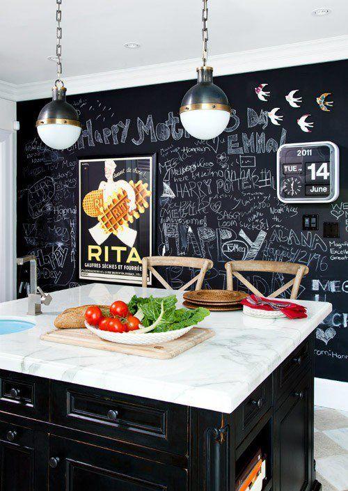 Install a chalkboard wall for fun notes and recipes in your eat-in kitchen