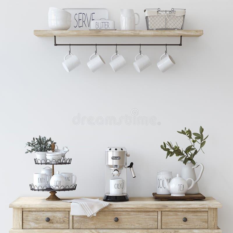 A coffee station creates a cozy corner in your Farmhouse Kitchen