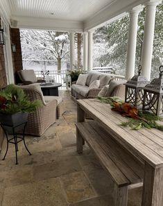 A statement coffee table for gathering and entertaining on your screened porch