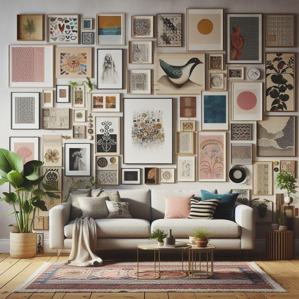 Create‌ a gallery wall featuring diverse art styles in your ​eclectic living ‍room