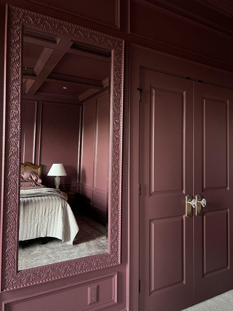 Use metallic accents for a modern twist in your Burgundy Bedroom