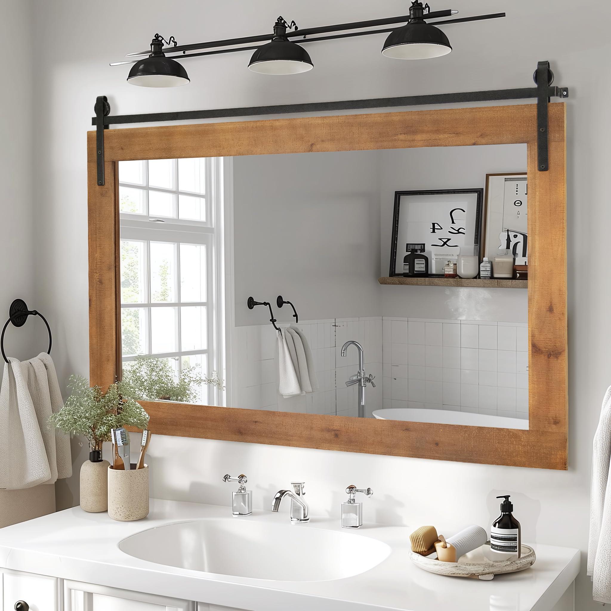 Utilize large mirrors to ‌enhance ‌openness in farmhouse ⁣bathrooms