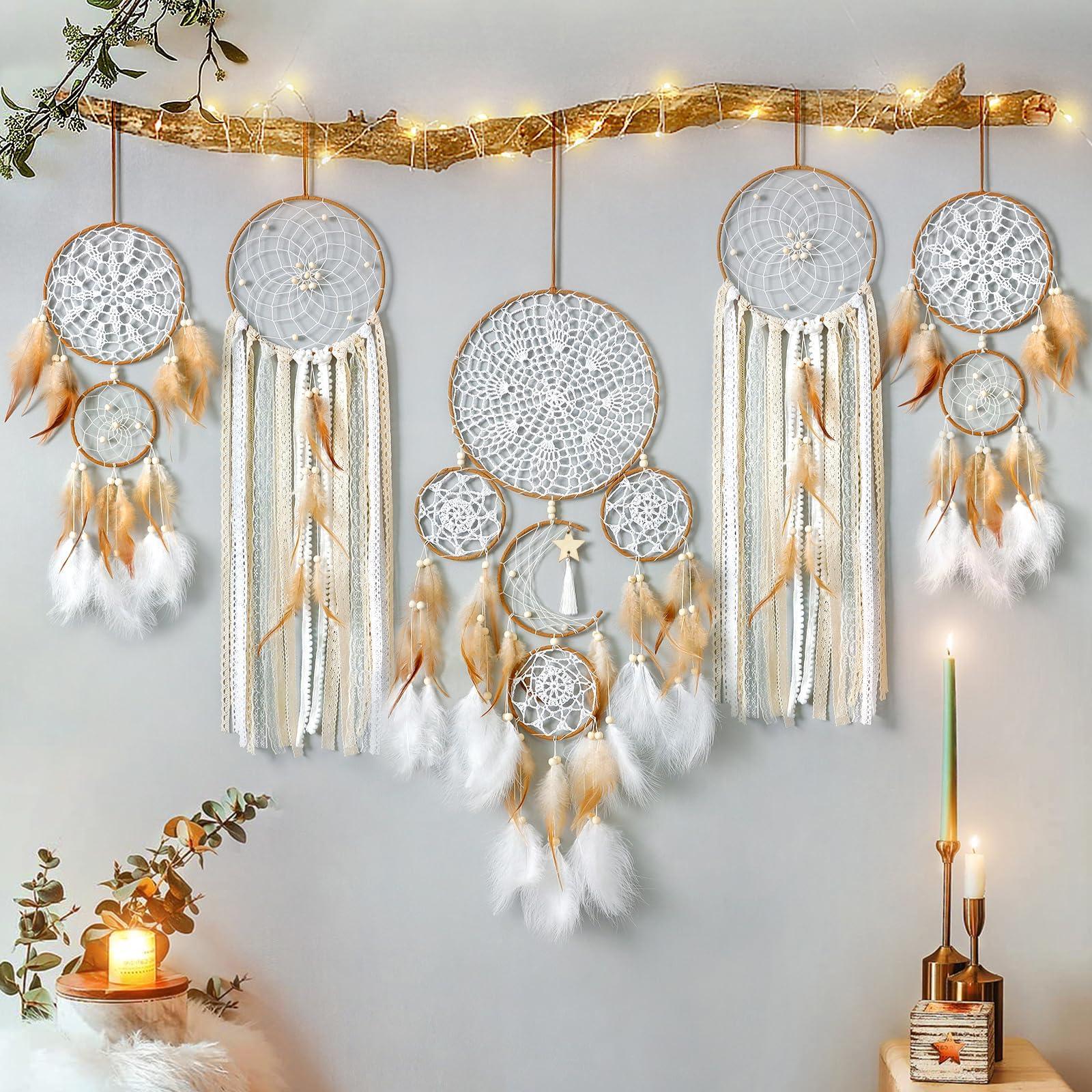 Hang dream​ catchers to evoke a sense of peace in your Boho Living Room