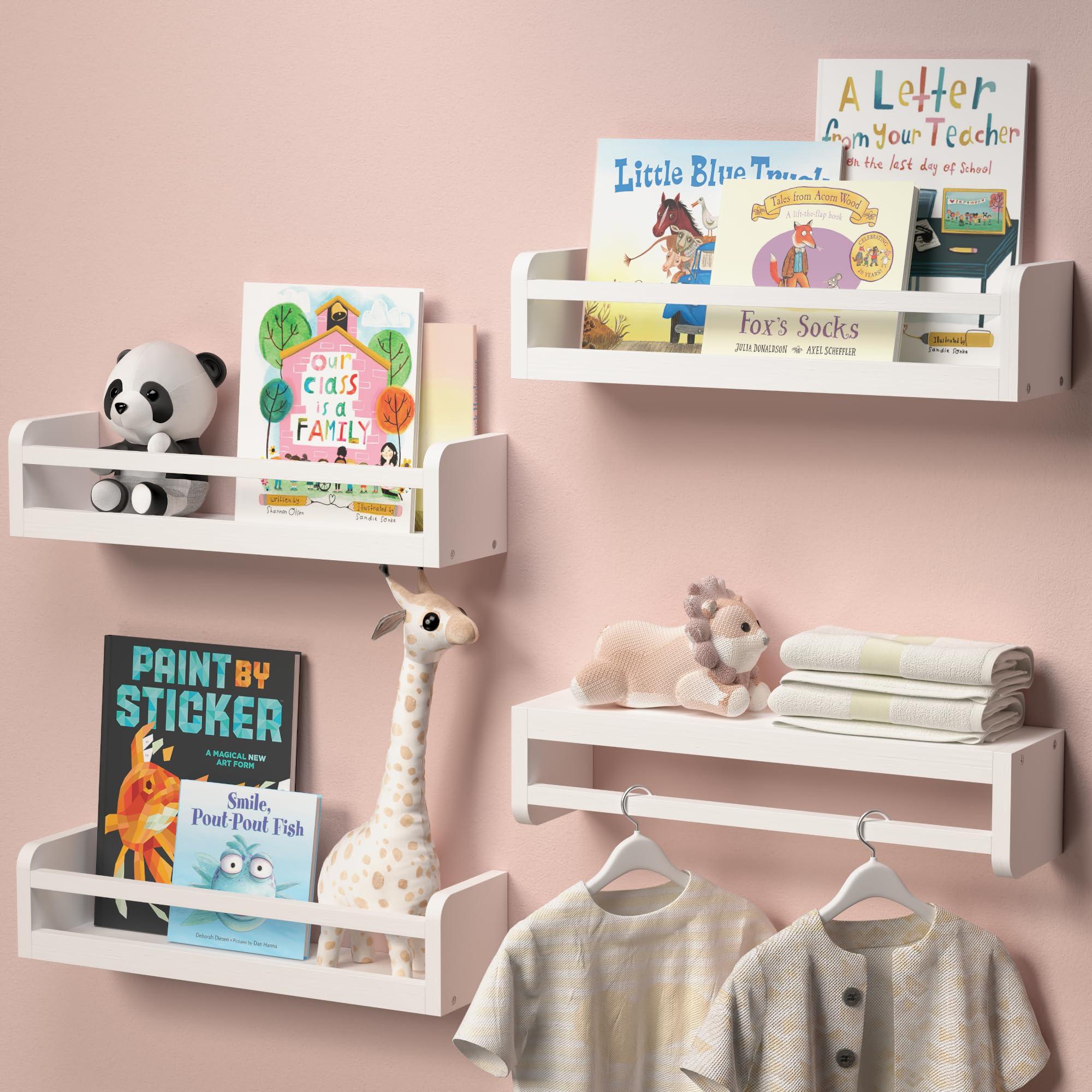 A charming bookshelf fosters a love for reading in your nursery nook