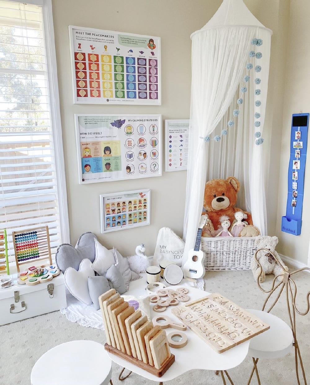 Create themed zones within the boy nursery to inspire different activities