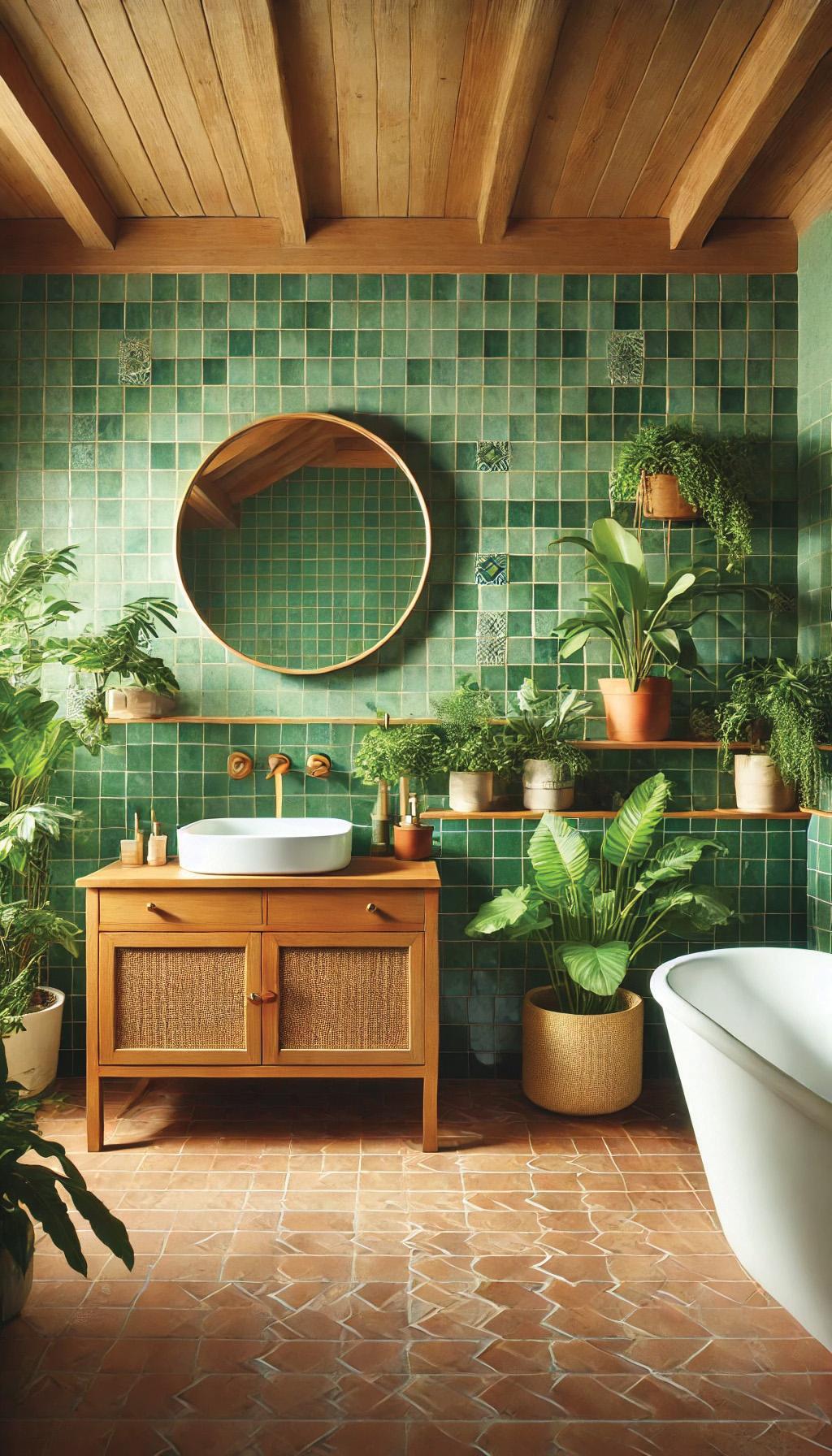 Bathroom biophilia: ⁢Bringing nature ⁢indoors with plants and natural ​materials