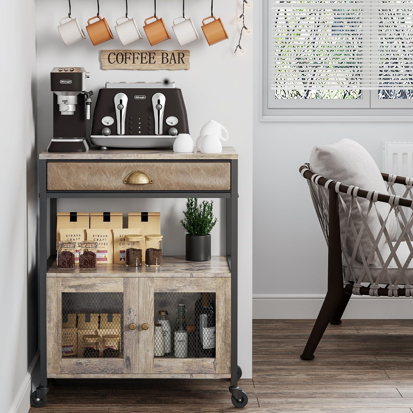 A farmhouse kitchen with a stylish coffee station for your daily brew ritual