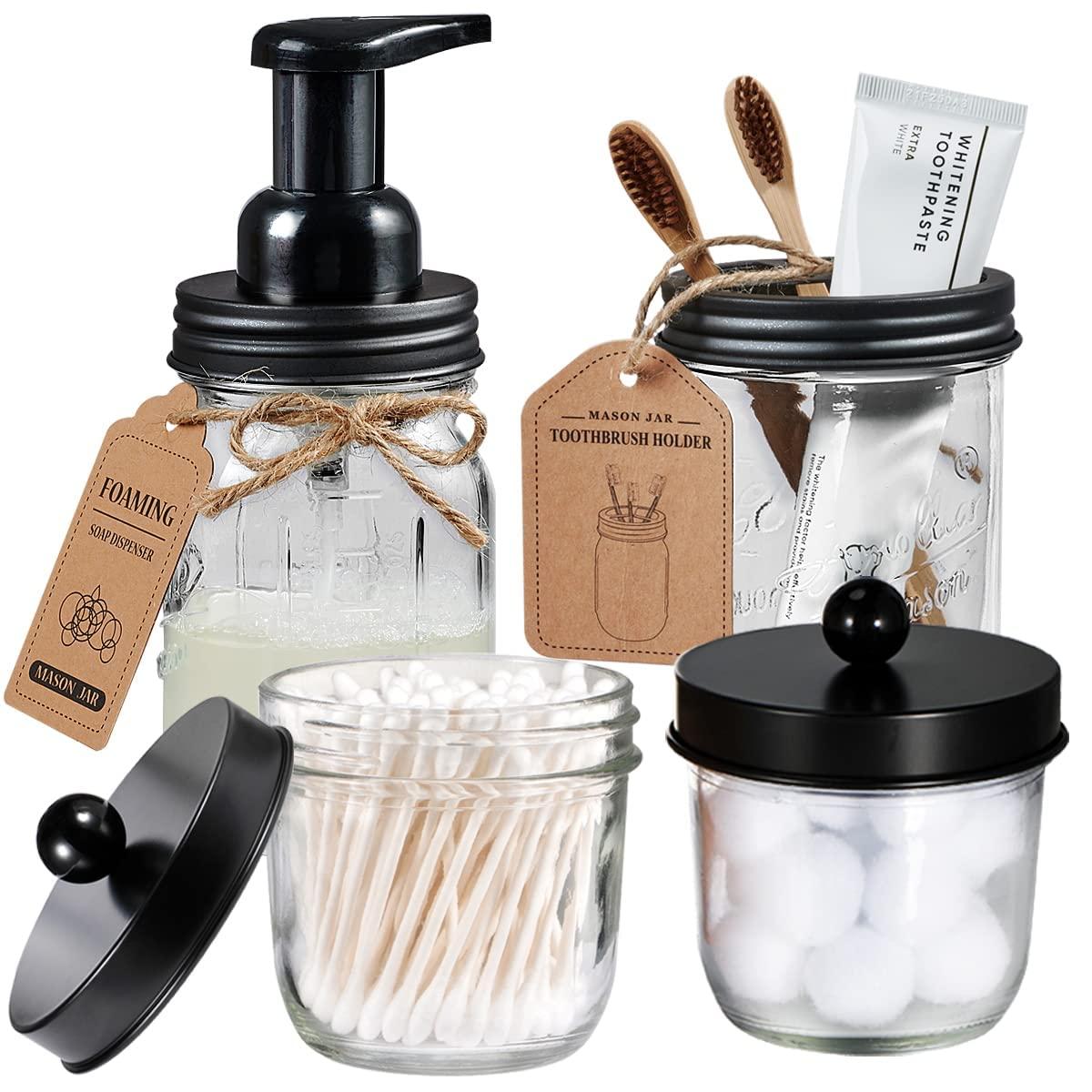 Mason jars ⁢keep essentials handy in farmhouse bathrooms