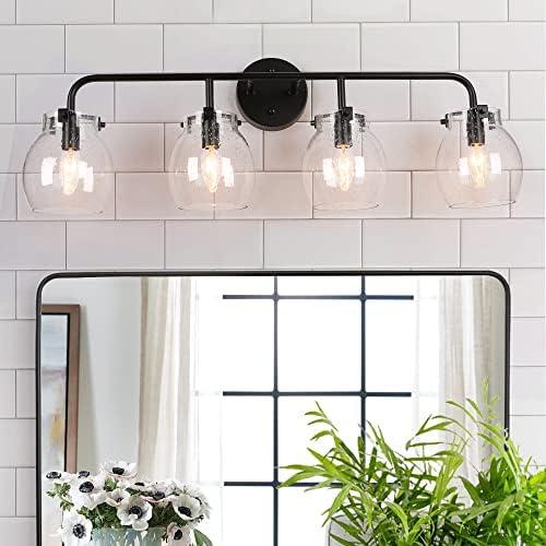 Farmhouse-style lighting fixtures offer beautiful illumination for farmhouse bathrooms