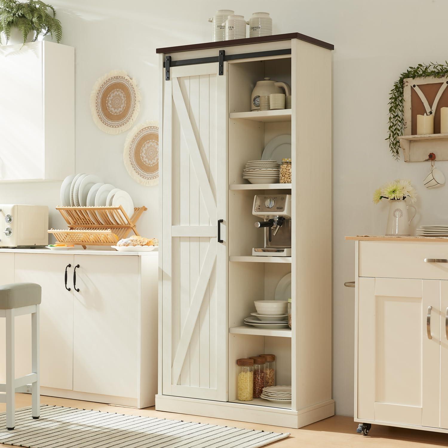 A pantry with sliding barn doors enhances style and storage in your farmhouse kitchen