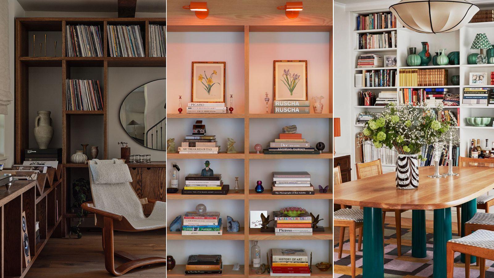 A well-stocked bookshelf showcases your personality in an eclectic living room