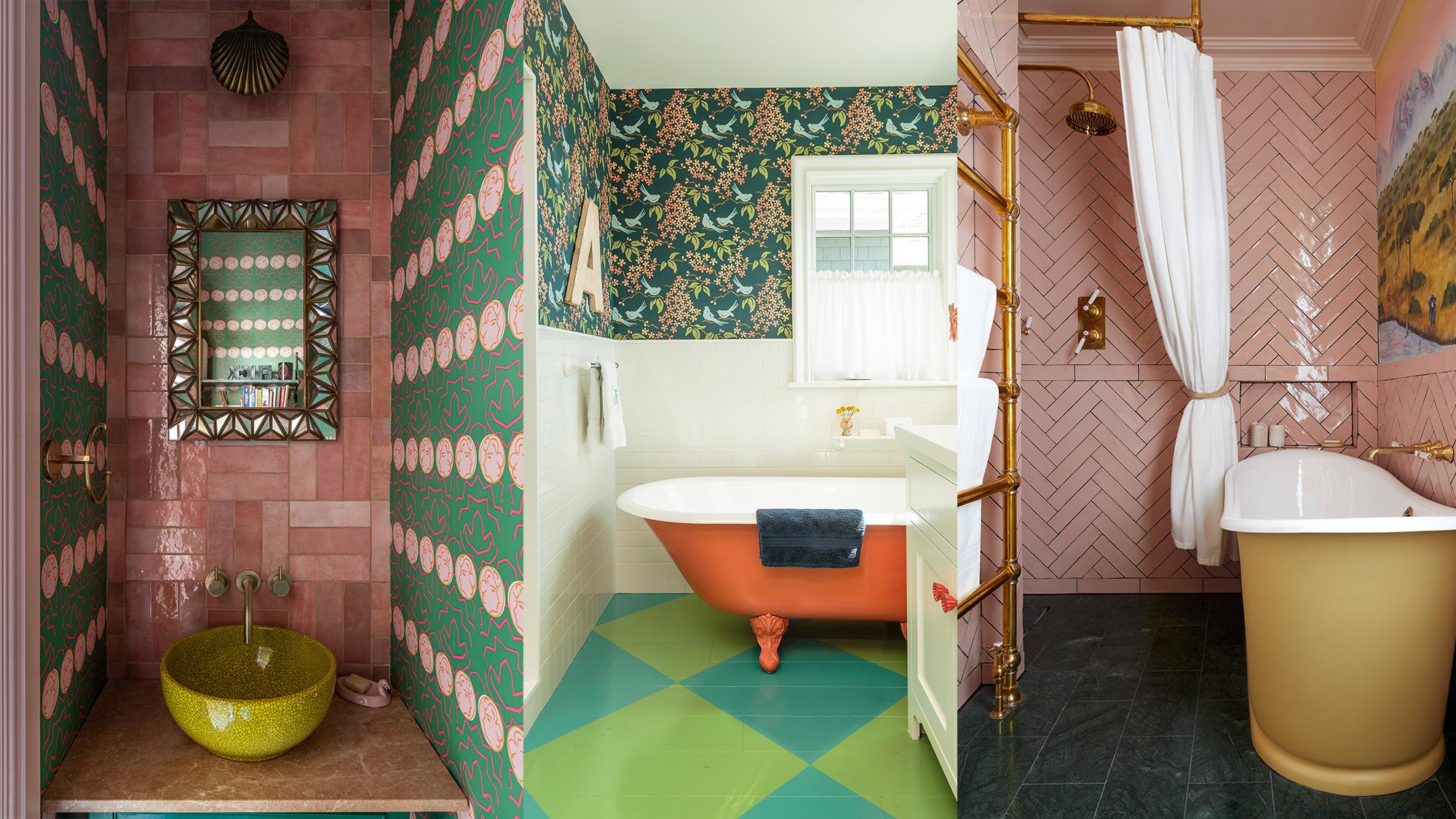 Play with color-blocking techniques for your eclectic bathroom design