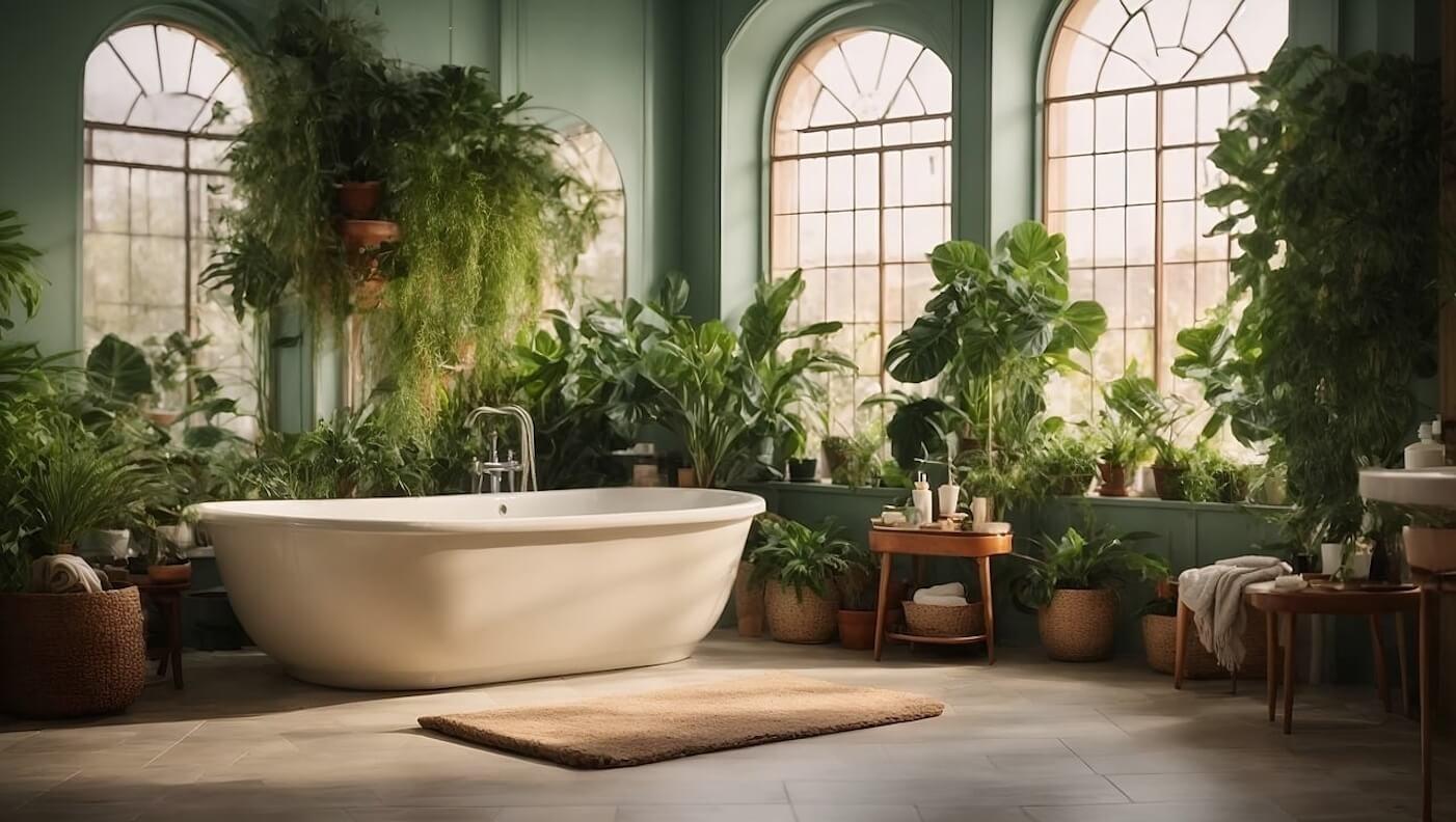 Integrate plants to enliven your eclectic bathroom⁤ atmosphere