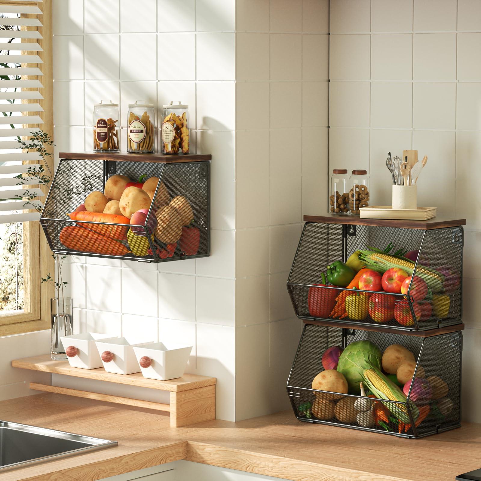 Hang baskets for fruits ⁣and vegetables ​to save‍ counter space in your galley kitchen