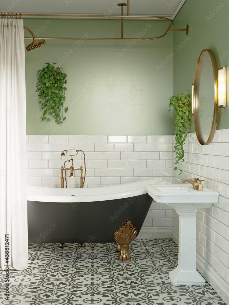 Green plants enhance the freshness of farmhouse bathrooms