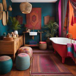 Layer vibrant textiles ⁣for an inviting eclectic bathroom ambiance