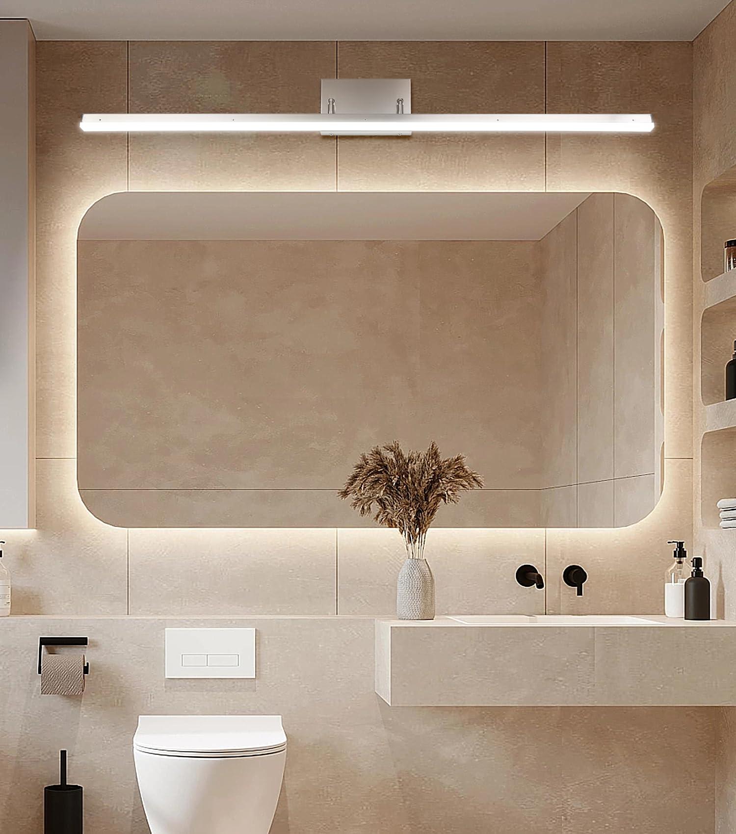 Use unexpected lighting fixtures to elevate your eclectic bathroom’s ambiance