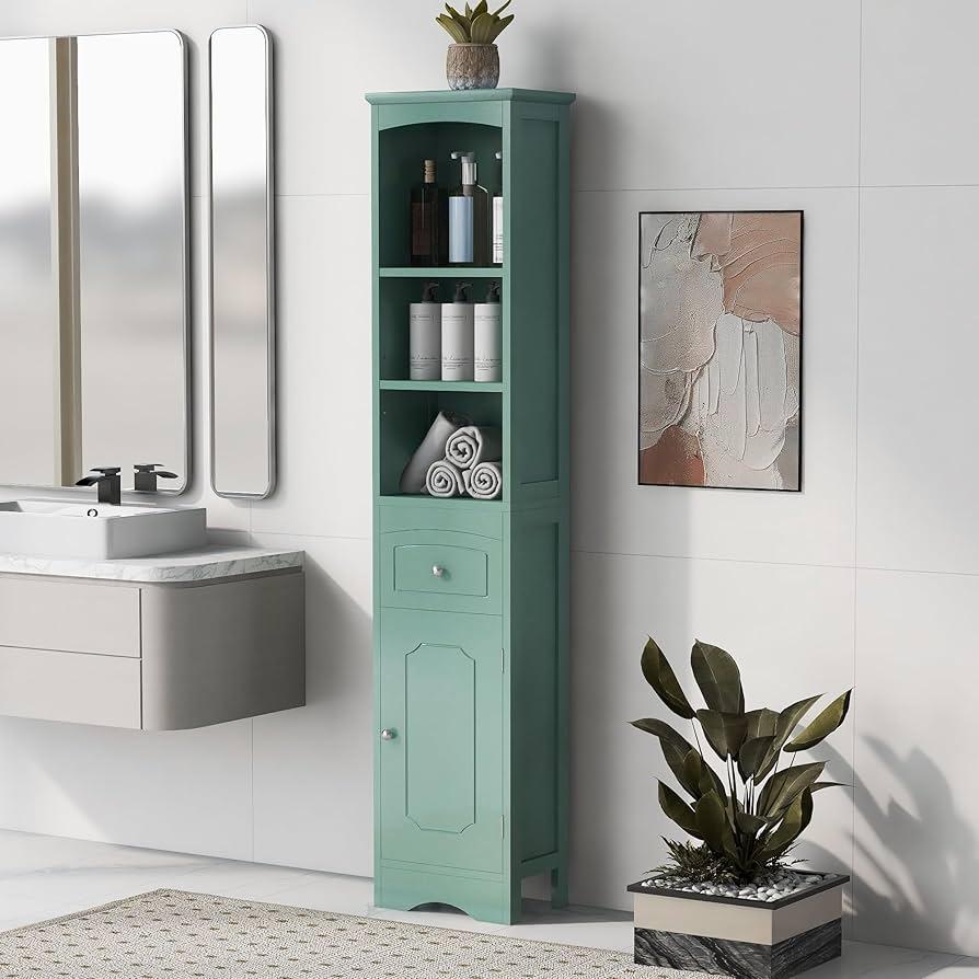 Use a slim, ⁢tall cabinet for maximum storage ‍in narrow ​bathrooms