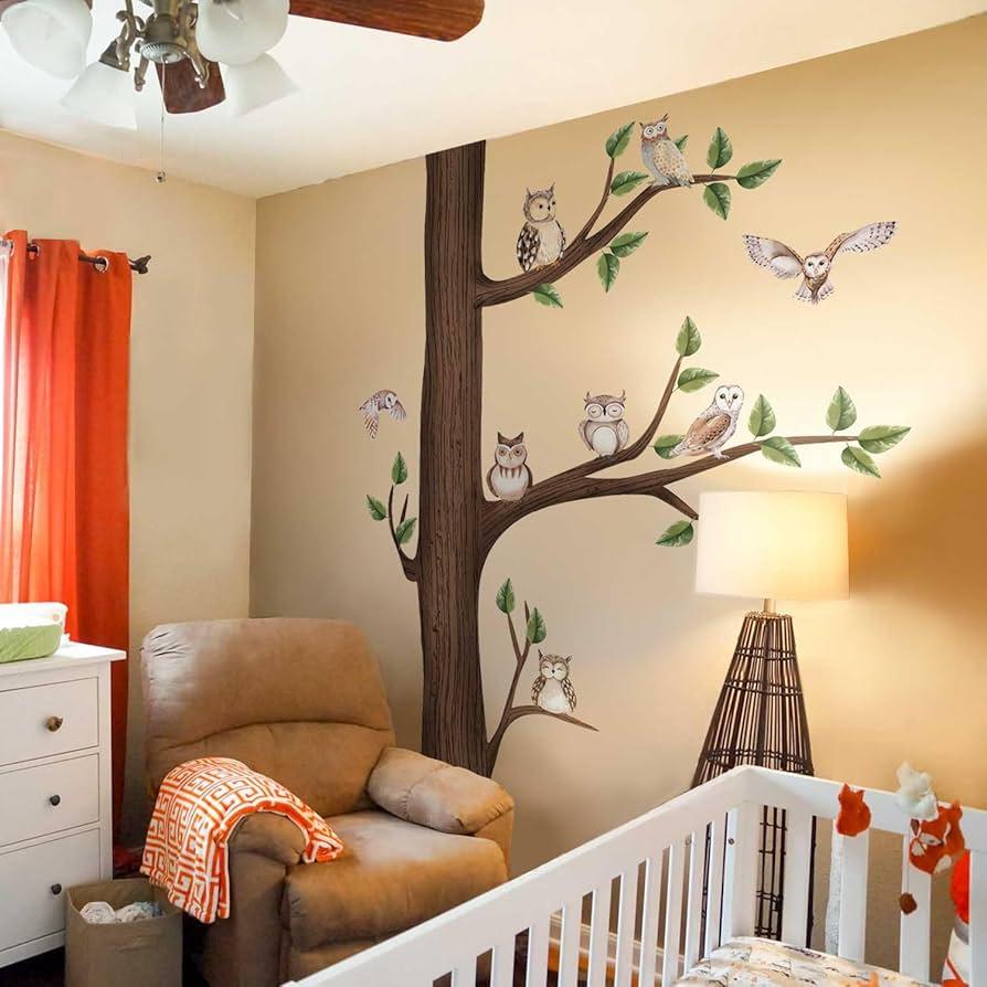 Textured wall hangings add depth to the nursery nook