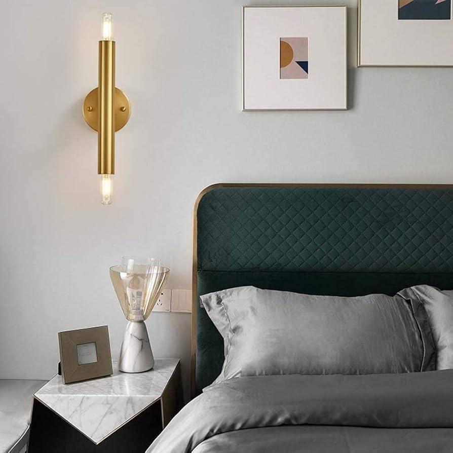 Add a statement lamp for ambiance in your minimalist bedroom