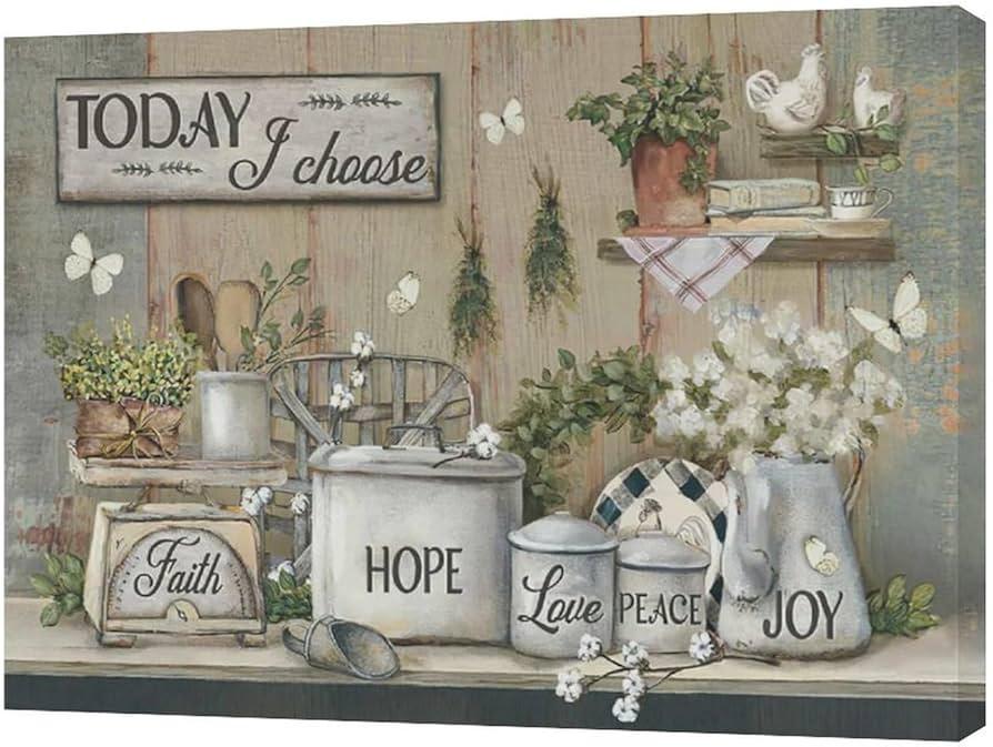 Farm-inspired artwork adds character to your farmhouse kitchen walls