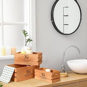 Vintage crates‍ serve as stylish ‌storage in farmhouse bathrooms