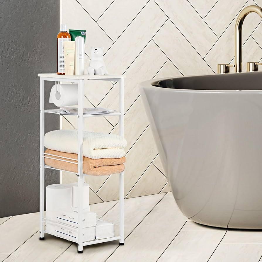 Hang a towel ⁤ladder for stylish storage in narrow⁢ bathrooms