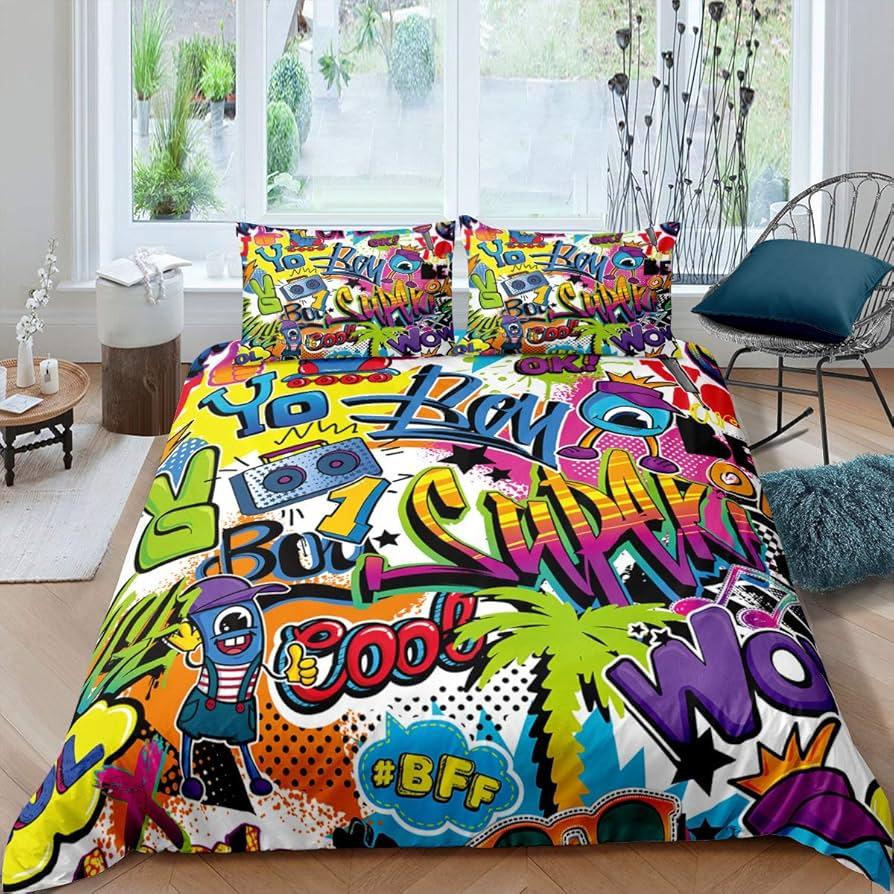 Use fun bedding patterns to reflect your teens personality in their bedroom