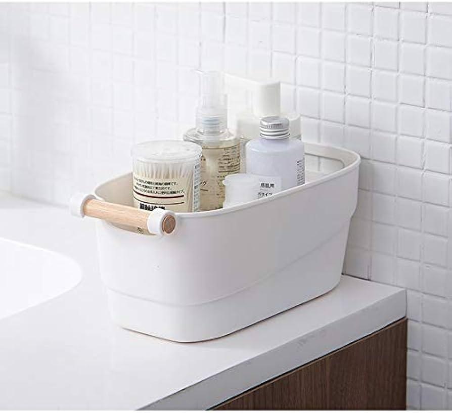 Use baskets to organize essentials in your small bathroom