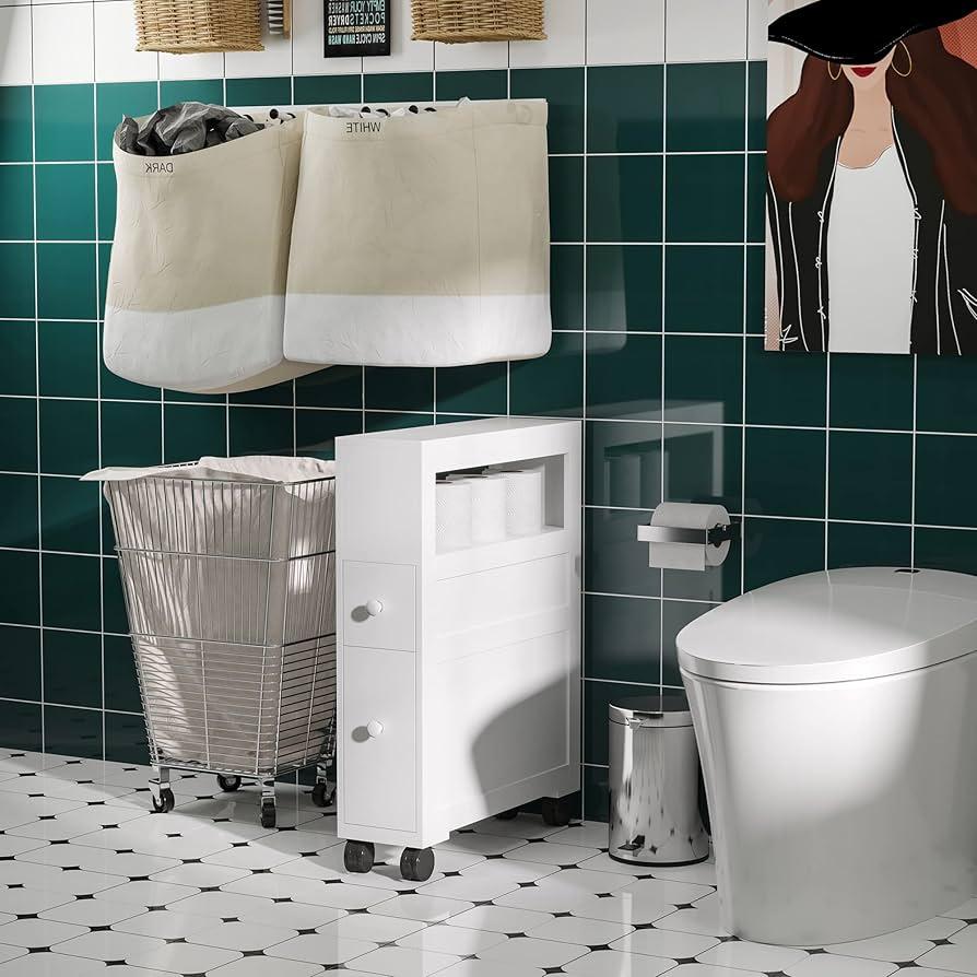 Select compact fixtures and appliances tailored for narrow bathrooms