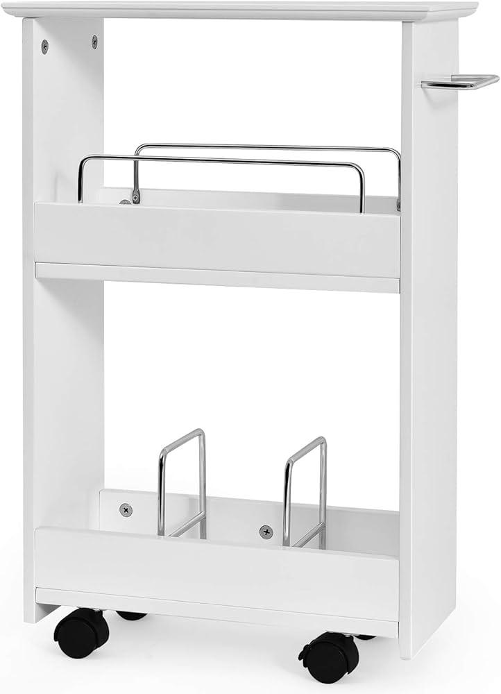 Place a narrow ​cart on wheels for versatile storage ⁣in bathrooms