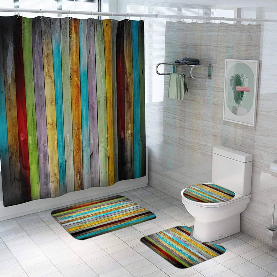 Incorporate colorful textiles for a​ warm eclectic bathroom atmosphere