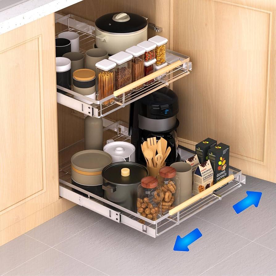 Maximize storage with pull-out​ cabinets and drawers in​ your ​galley kitchen