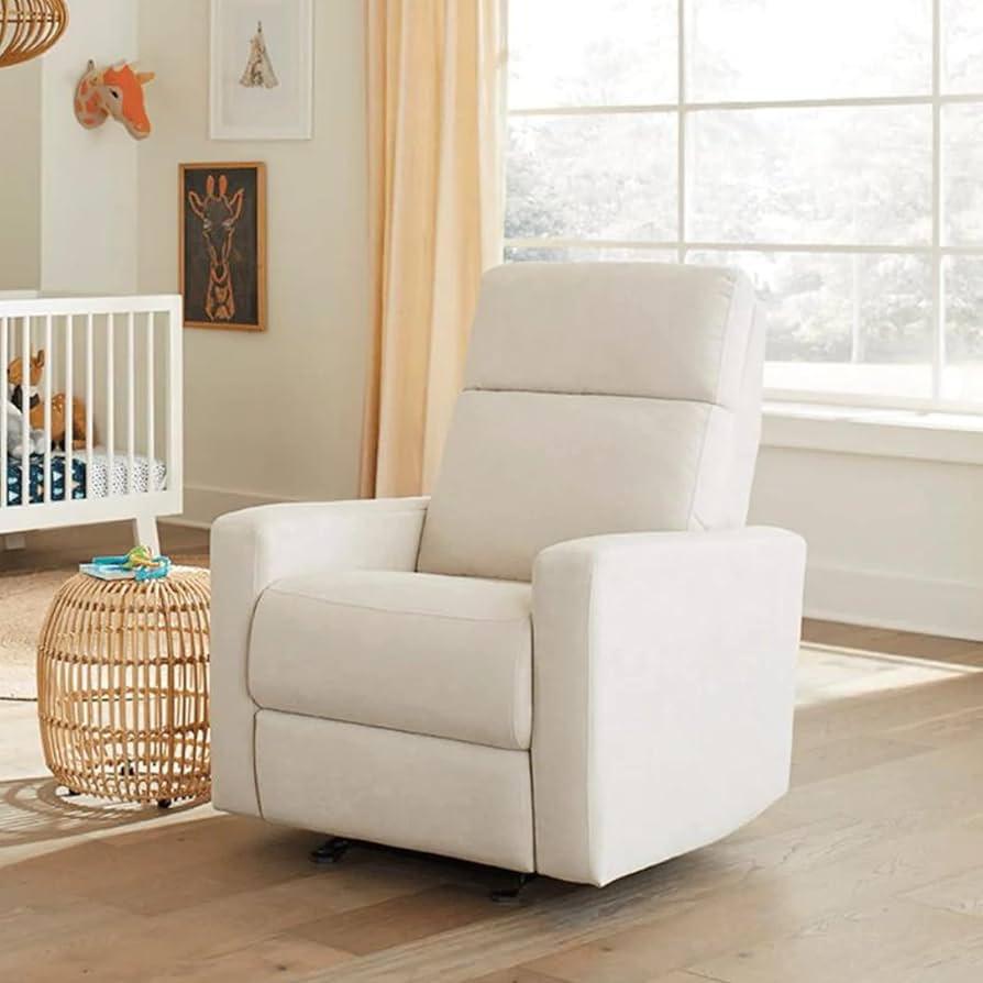 A comfortable glider offers relaxation in your nursery nook