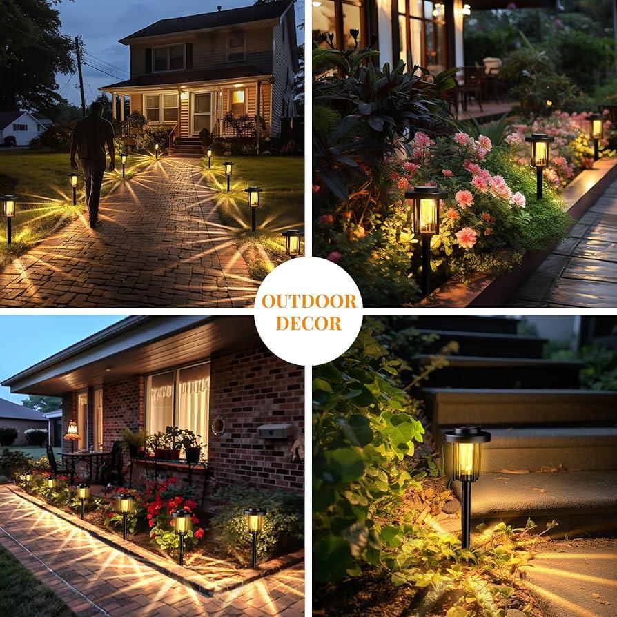 Install charming​ lighting fixtures to illuminate your front yard landscaping at night