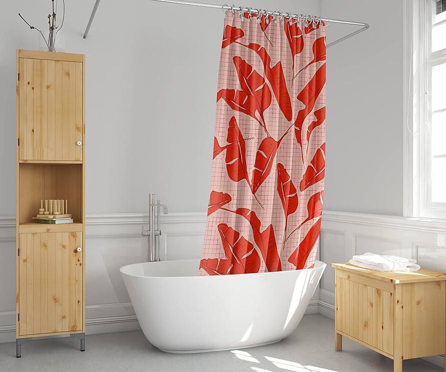 Incorporate bold patterns in your eclectic bathroom shower curtain