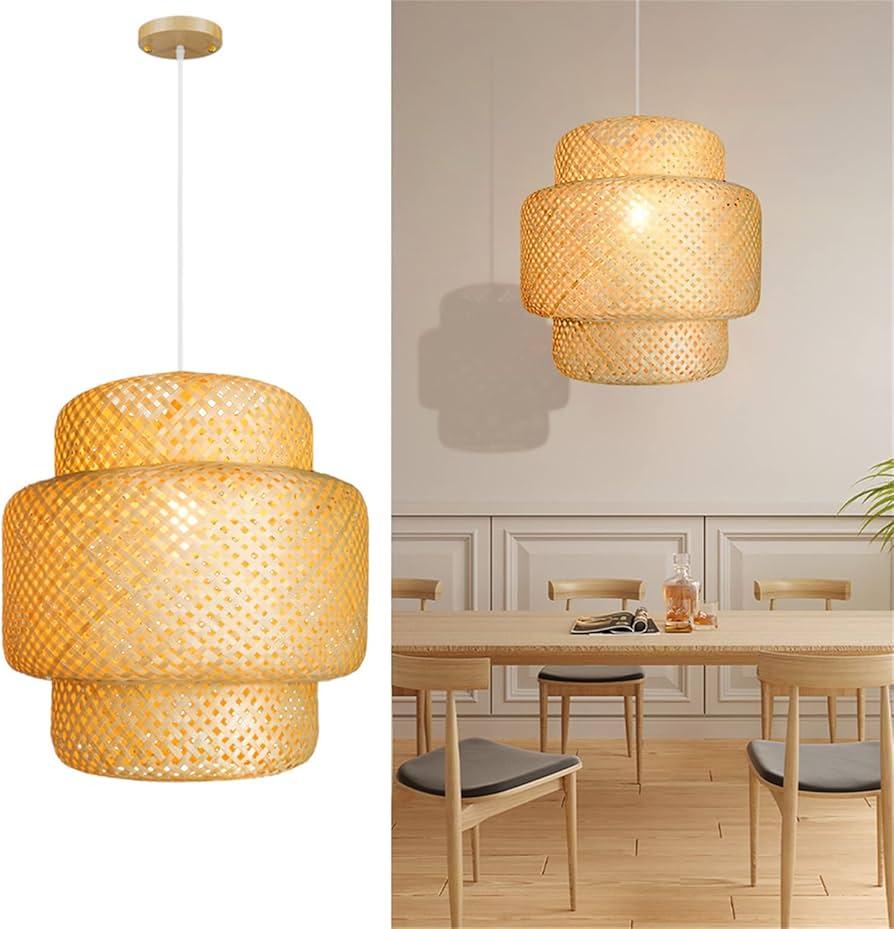 Opt for a ​woven light fixture to add charm to your Boho Living Room